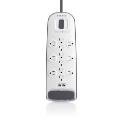 Belkin Surge Protectors & Power Strips>12-outlet Surge Protector with 8 ft Power Cord and Ethernet, Cable/Satellite and Telephone Protection